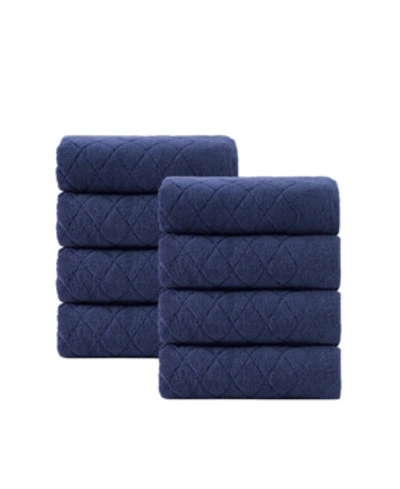Enchante Home Gracious 8-pc. Hand Towels Turkish Cotton Towel Set Bedding In Navy