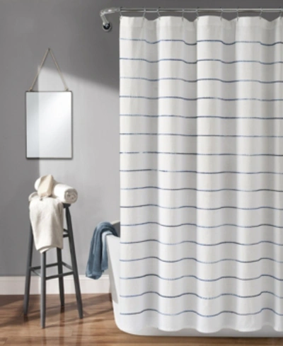 Lush Decor Ombre Stripe Yarn Dyed Cotton 72" X 72" Shower Curtain In Navy