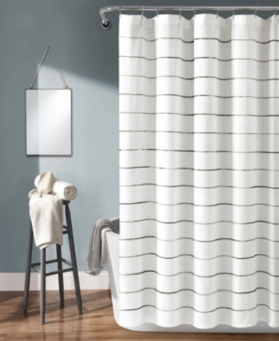 Lush Decor Ombre Stripe Yarn Dyed Cotton Shower Curtain, 72" X 72" In Gray
