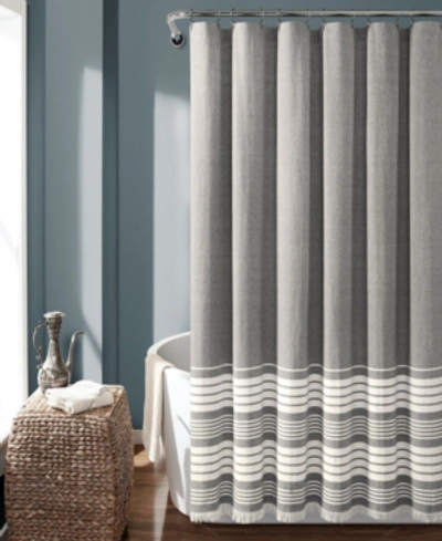 Lush Decor Nantucket Yarn Dyed Cotton 72" X X72" Shower Curtain In Gray