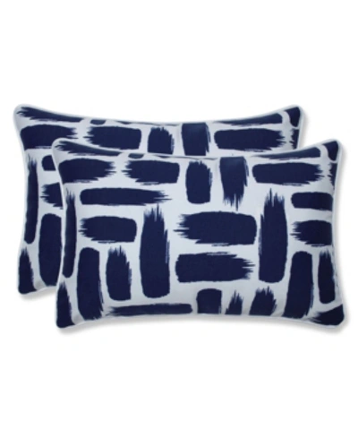 Pillow Perfect Printed Indoor/outdoor 2-pack Decorative Pillow, 12" X 18" In Baja Blue
