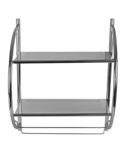 Home Basics 2 Tier Wall Mounting Bathroom Shelf With Towel Bar Bedding In Silver