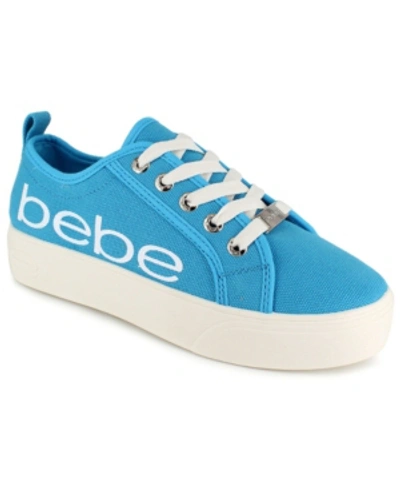 Bebe Women's Destini Logo Sneakers Women's Shoes In Aqua Canvas