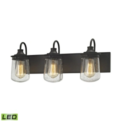Elk Lighting Hamel 3 Light Vanity In Oil Rubbed Bronze With Clear Seedy Glass