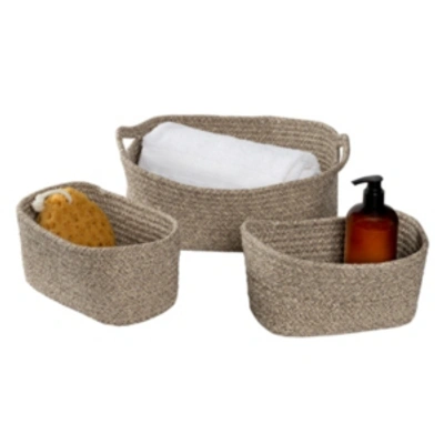 Honey Can Do Set Of 3 Nested Cotton Baskets With Handles In Champagne