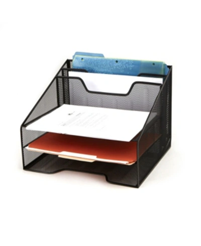 Mind Reader Mesh Desk Organizer 5 Trays Desktop Document Letter Tray For Folders, Mail, Stationary, Desk Accesso In Black