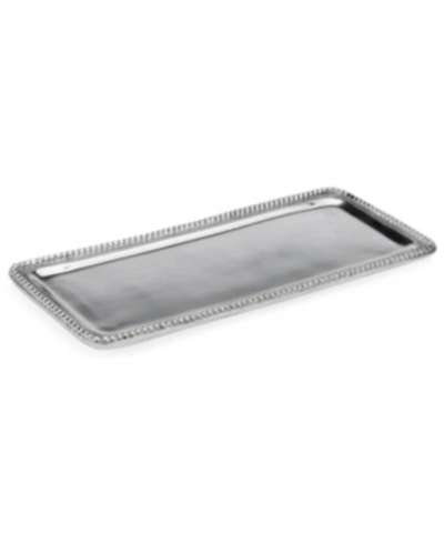 St. Croix Kindwer 14" Beaded Rectangle Tray In Silver