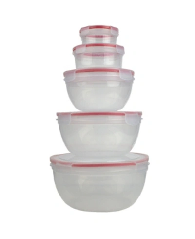 Home Basics Hds Trading Locking Round Food Storage Containers With Snap-on Lids - 10 Piece In Red