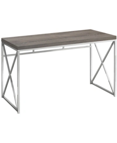 Monarch Specialties 48"l Chrome Metal Computer Desk In Dark Taupe