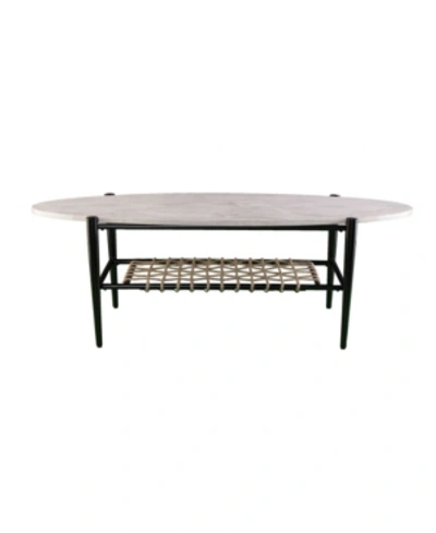 Southern Enterprises Relckin Faux Marble Cocktail Table In White