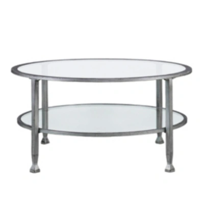 Southern Enterprises Brookford Metal And Glass Round Cocktail Table In Silver