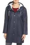 Stutterheim Mosebacke Waterproof A-line Hooded Raincoat In Navy