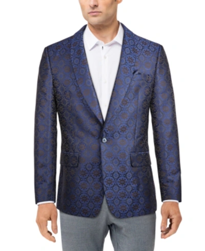 Tallia Men's Navy Jacquard Slim Fit Dinner Jacket In Navy Paisley