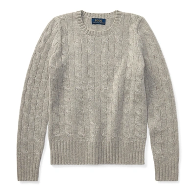 Polo Ralph Lauren Cable-knit Cashmere Sweater In Medium Grey Heather