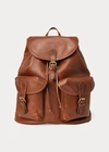 Polo Ralph Lauren Heritage Leather Backpack In Saddle