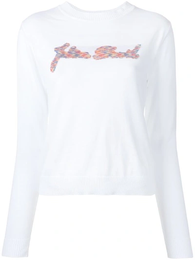 Julien David Intarsia Detail Jumper In White