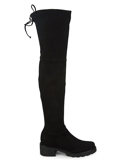 Stuart Weitzman Flannery Over-the-knee Suede Chunky Boots In Black