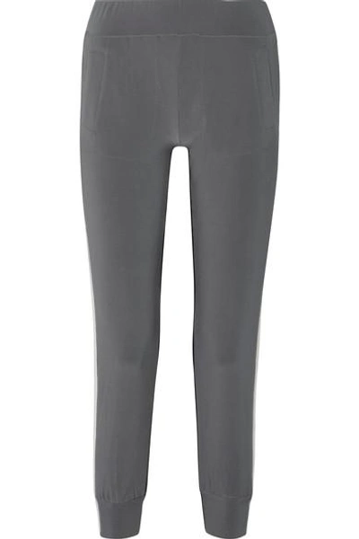 Norma Kamali Striped Stretch-jersey Track Pants In Anthracite