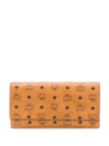 Mcm Color Visetos Large Tri-fold Wallet In Cognac