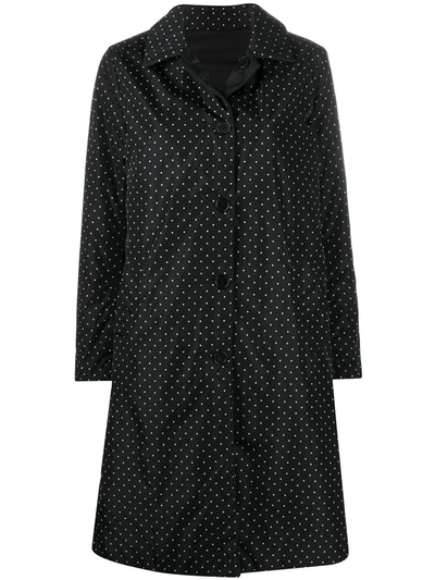 Aspesi Polka-dot Single-breasted Coat In Black