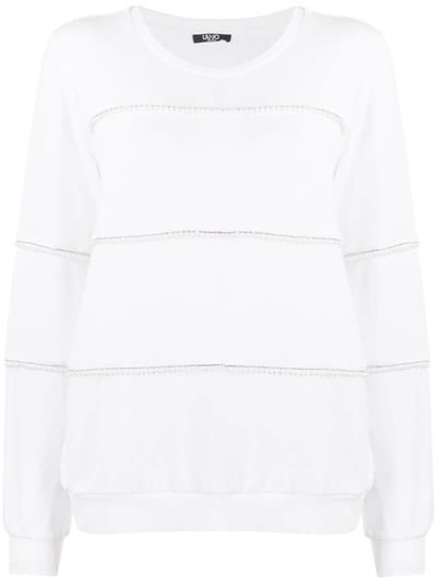 Liu •jo Faux Pearl-embellished Sweatshirt In White