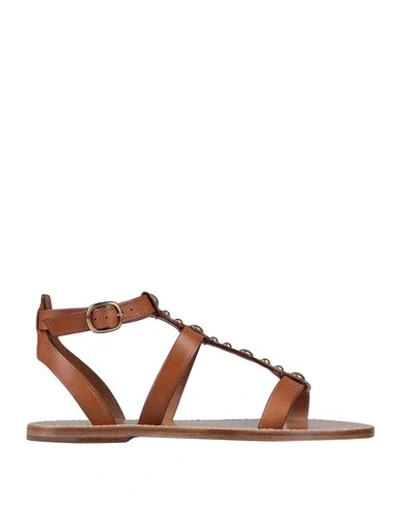 Celine Leather Sandal In Brown