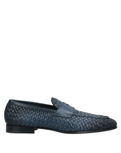 Santoni Loafers In Slate Blue