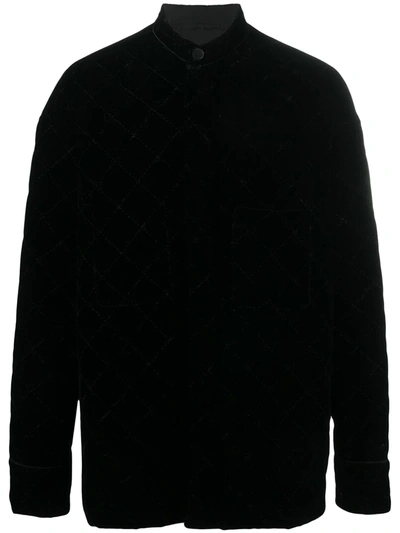 Haider Ackermann Velvet-effect Quilted Shirt In Black