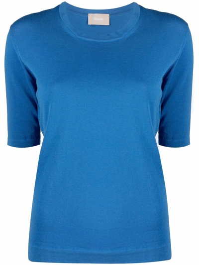 Drumohr Short-sleeved Cotton T-shirt In Blue