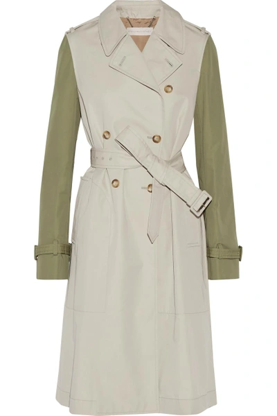 Stella Mccartney Tanya Two-tone Cotton-blend Gabardine Trench Coat