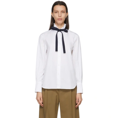 Chloé Silk-trimmed Ruffled Cotton-poplin Shirt In White