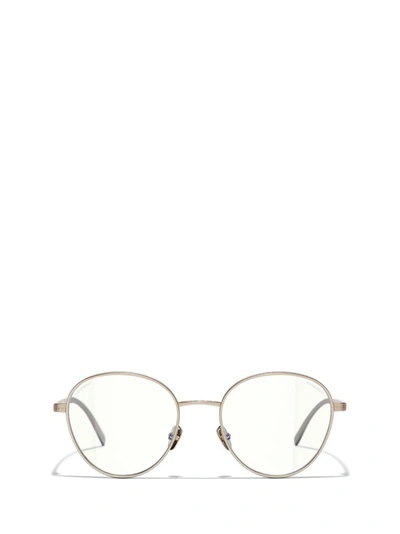 Pre-owned Chanel Round Frame Glasses In Gold