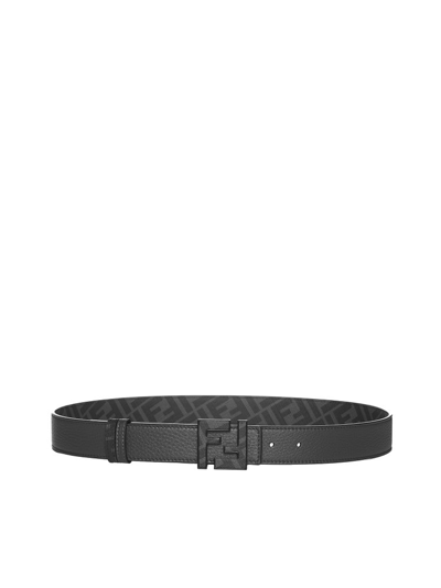 Fendi Mens Nero Reversible Logo-print Leather Belt 32 In Grey,black