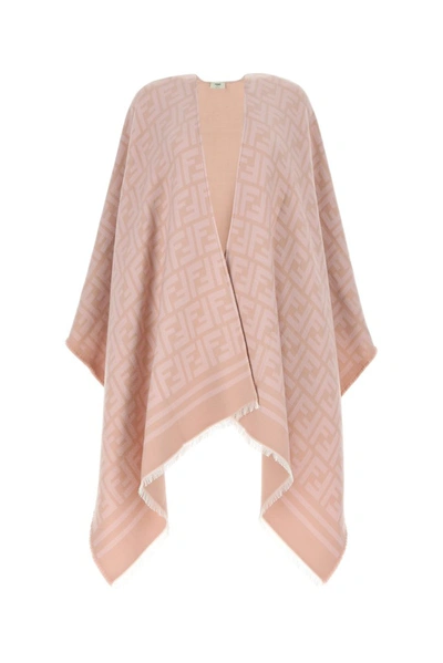 Fendi Logo Motif Poncho In Pink