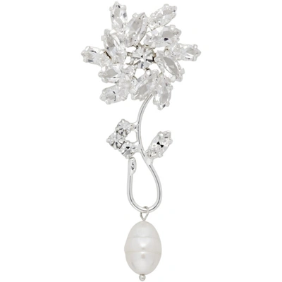 Magda Butrym Borage Single Crystal-embellished Earring With Pearl In Silver