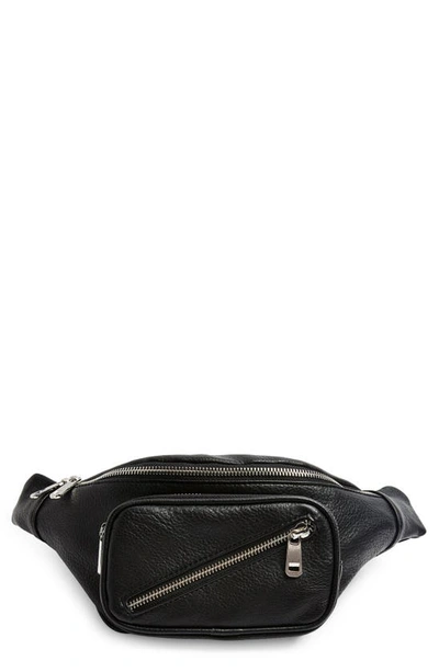 Topshop Diagonal Zip Fanny Pack In Black In Black