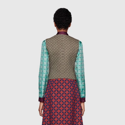 Gucci G Jacquard Wool Vest In Brown