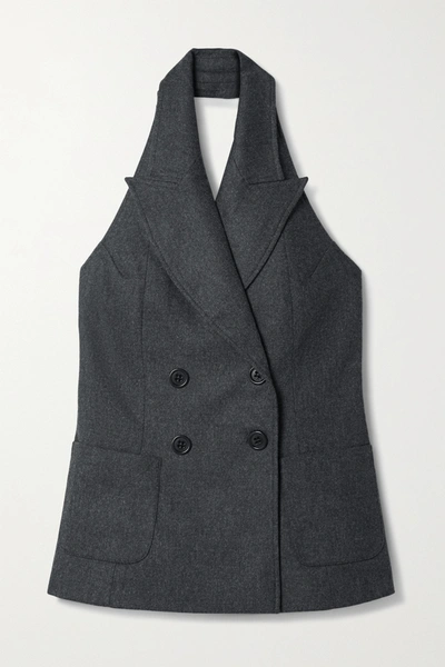 Racil Cathy Double-breasted Wool-blend Halterneck Vest In Anthracite