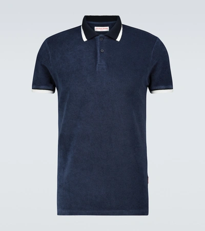 Orlebar Brown Jarrett Cotton-towelling Polo Shirt In Navy
