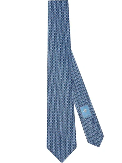 Gucci 7cm Interlocking G Horsebit Silk Tie In Dark Blue