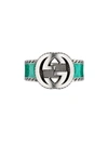 Gucci Men's Interlocking G Sterling Silver Enamel Ring In Green