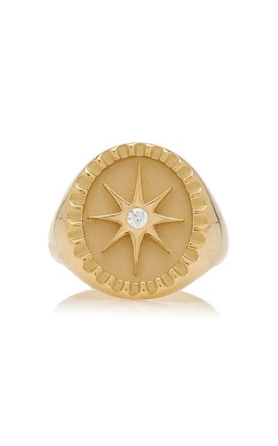 Pamela Zamore Women's Star 18k Yellow Gold Diamond Signet Ring