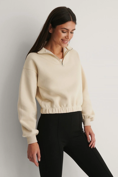 Na-kd Reborn Organic Front Zip Sweater Beige