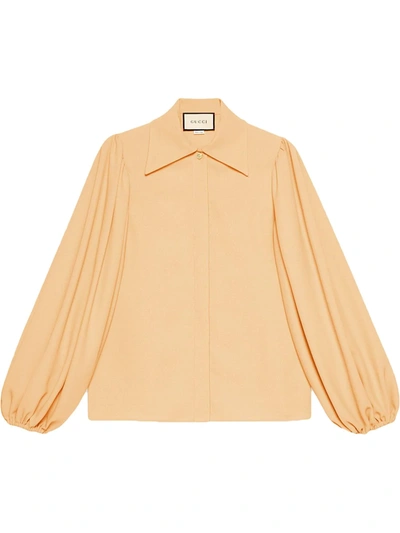 Gucci Balloon-sleeves Crepe Blouse In Ivory