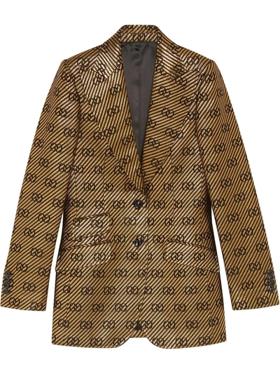 Gucci Cotton Silk Single-breasted Jacket In Gold