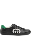 Gucci Interlocking-g Ace Low-top Sneakers In Black Leather