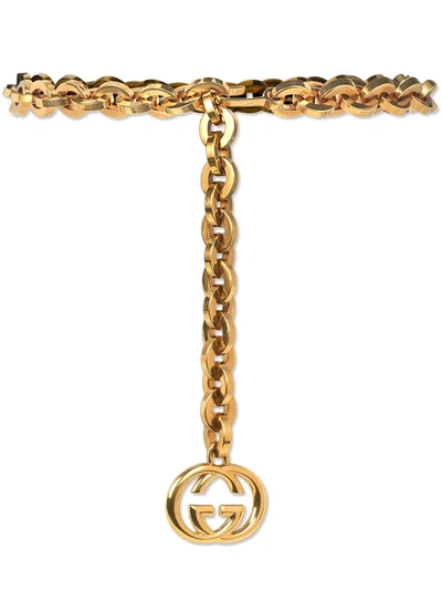 Gucci Chain Belt With Interlocking G Charm In Gold