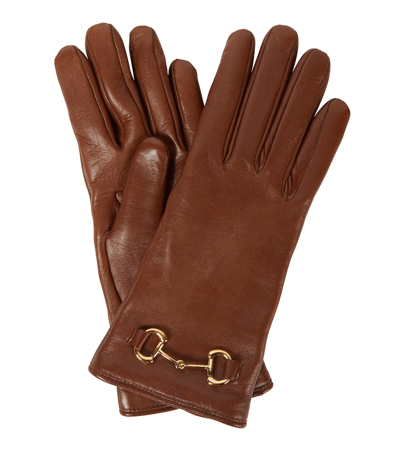 Gucci Horsebit-embellished Gloves In Brown