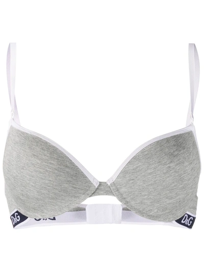 Dolce & Gabbana Logo-strap Bra In Grey