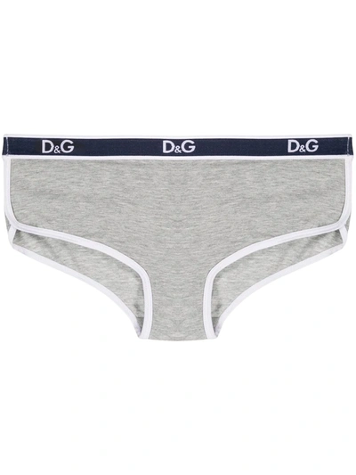 Dolce & Gabbana Logo-waistband Briefs In Grey